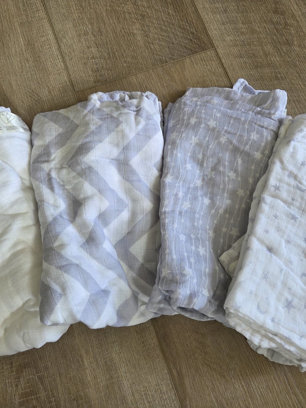 Light Gray & White Muslin Baby Swaddle Blankets - Pack of 4